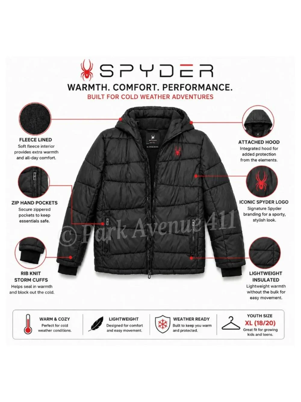 Spyder youth hooded